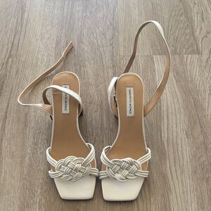 Saks Fifth Avenue White Knotted Heels